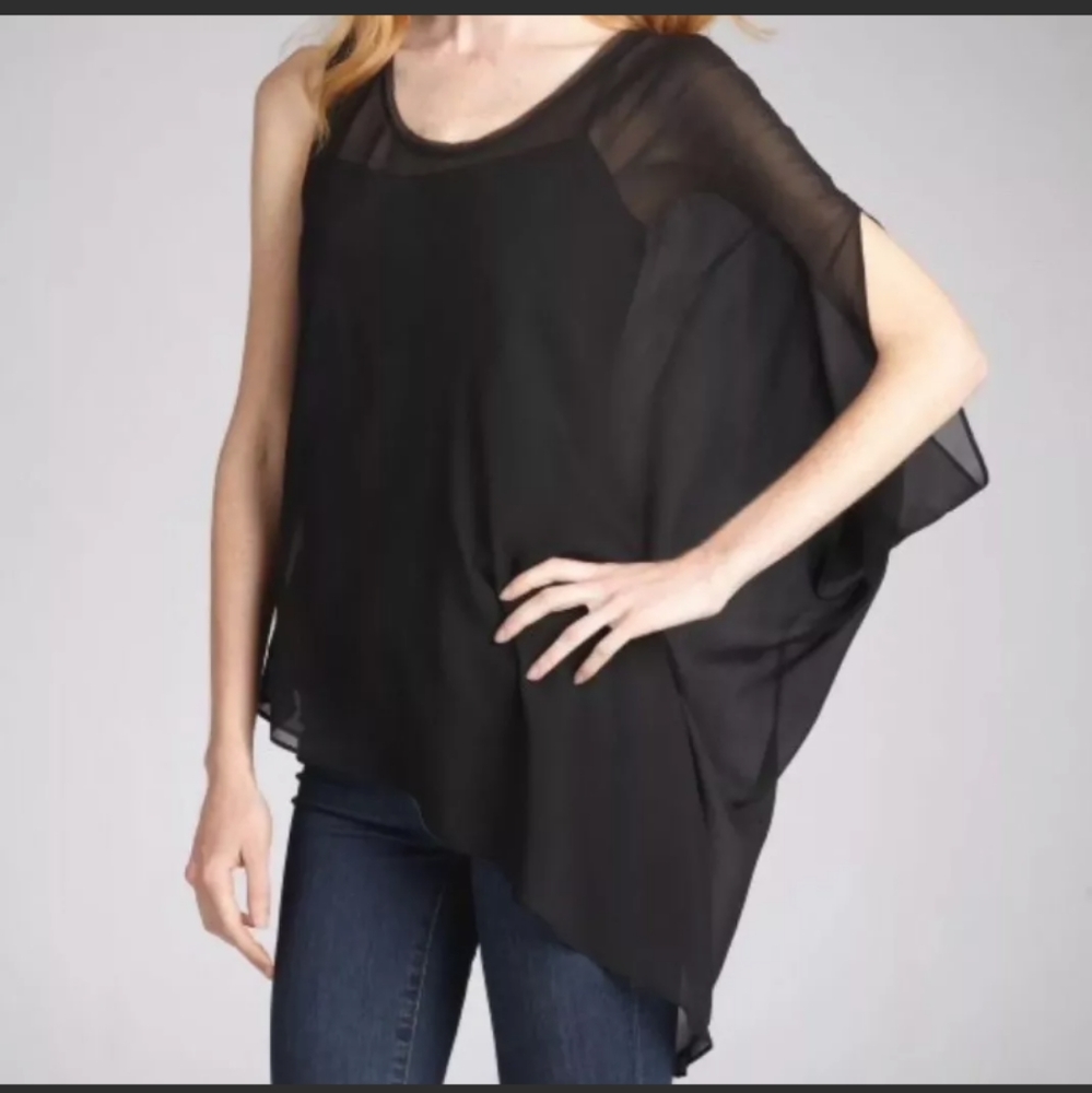 Helmut Lang asymmetrical silk dolman blouse top